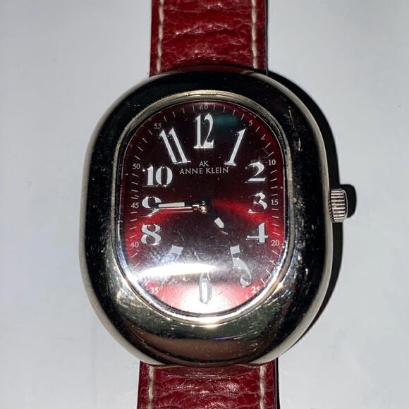 Anne Klein Women\'s Red Leather Band Stainless Steel Back Quartz Watch OS main image 9